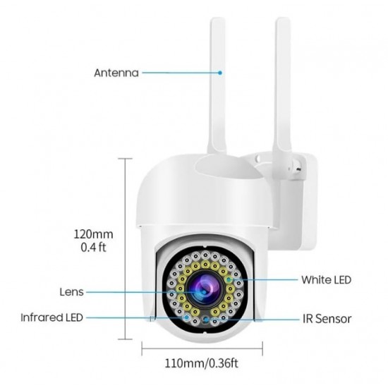 3 ΑΡΙΘΜΟΣ κάμερα 8MP 2 κεραίες έγχρωμη νυχτερινή όραση IP66 WIFI 28 led