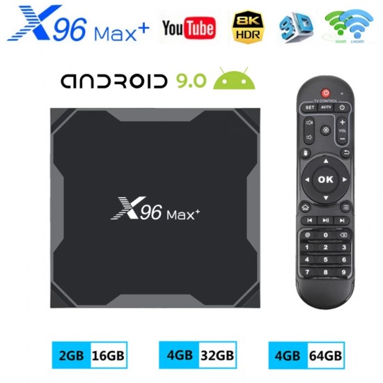 Amlogic X96 MAX Plus 905X3 multimedia player, Smart TV Box, Android 9, 8K, 4GB Ram, 32GB μνήμη 2.4G/5G WIFI, USB 3.0