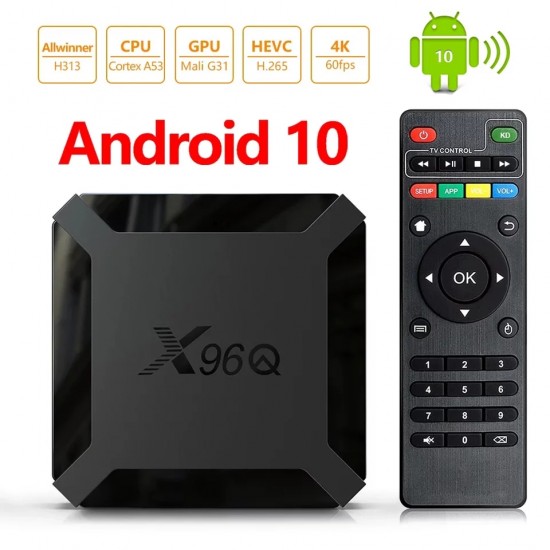 Media Player X96Q, Allwinner H313, Quad Core, Android 10, 4K, UltraHD, 4GB, 32GB, 2.4GHz, HDR, WIFI