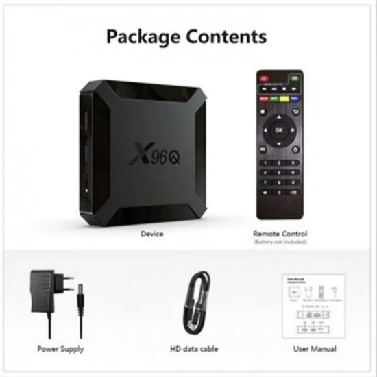 Media Player X96Q, Allwinner H313, Quad Core, Android 10, 4K, UltraHD, 4GB, 32GB, 2.4GHz, HDR, WIFI