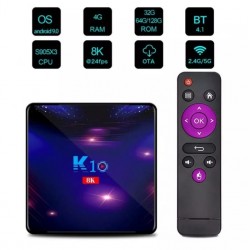 K10 Smart TV Box - 4GB RAM/64GB ROM, Android, Ultra 8K TV Box, Bluetooth