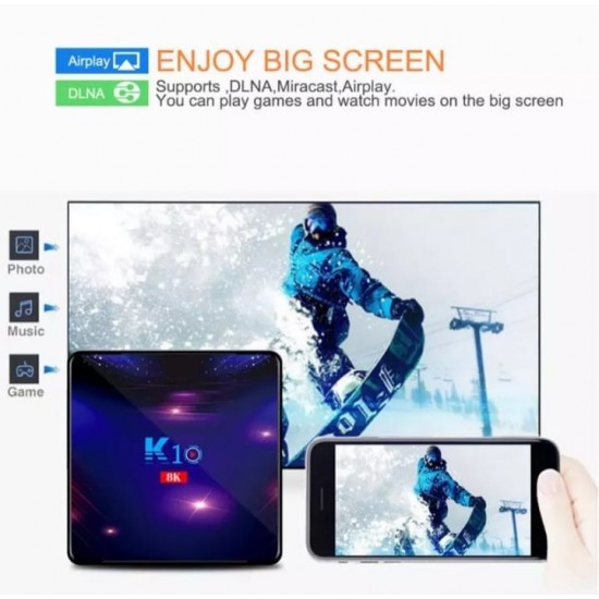 K10 Smart TV Box - 4GB RAM/64GB ROM, Android, Ultra 8K TV Box, Bluetooth