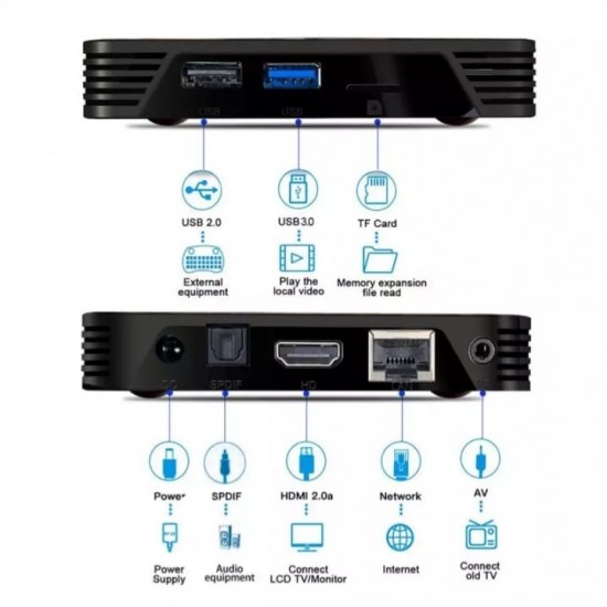 K10 Smart TV Box - 4GB RAM/64GB ROM, Android, Ultra 8K TV Box, Bluetooth